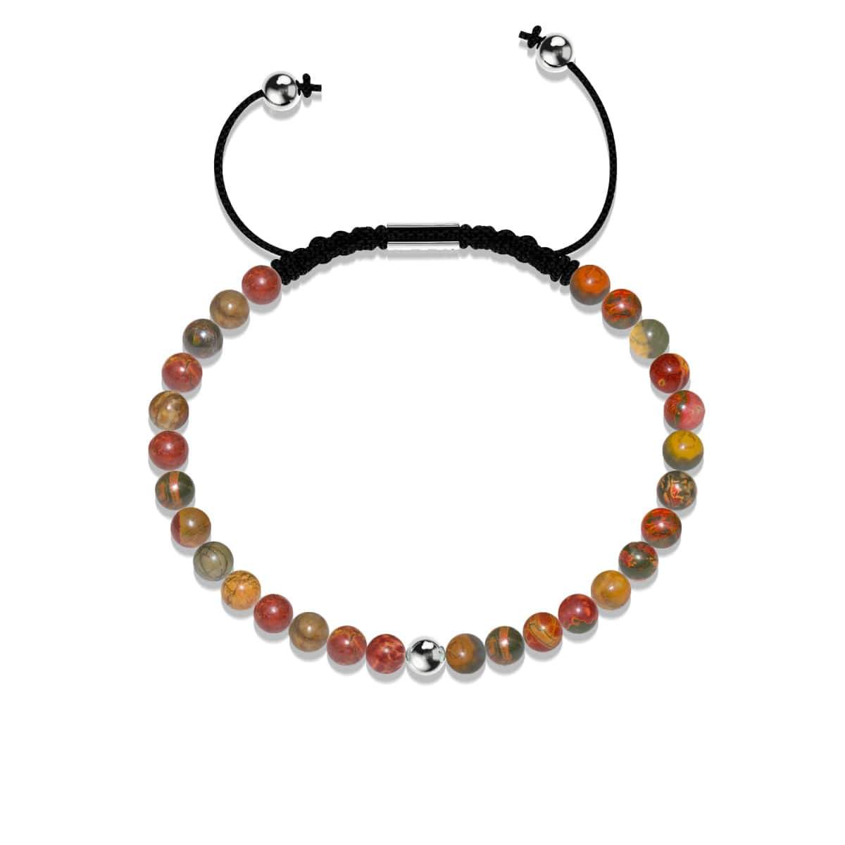 Roter Picasso-Jaspis | 925er Sterlingsilber | Makramee-Armband mit Fokus-Edelstein